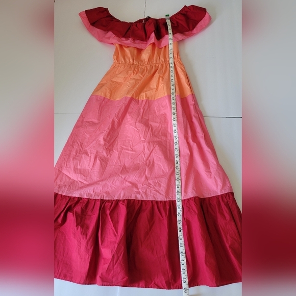 Anthropologie Brand English Factory Colorblock Off Shoulder Tiered  Maxi Dress - Picture 4 of 11